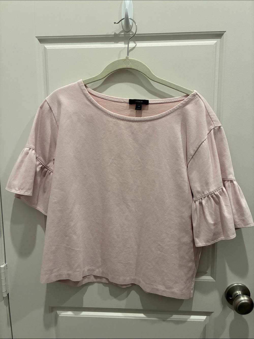 J. Crew Light Pink Ruffle Sleeve Short Sleeve Top